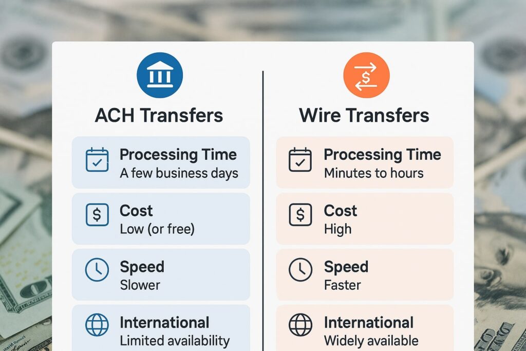 Comparison of ACH Transfers vs. Wire Transfers