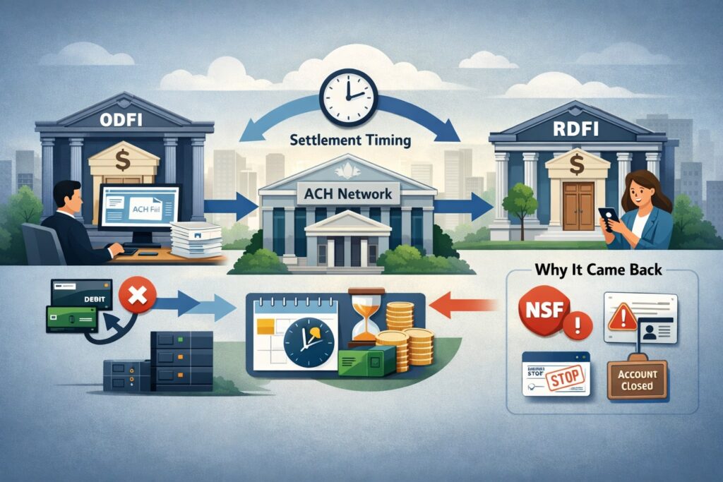 How ACH Returns Happen in Practice (ODFI, RDFI, Settlement Timing, and “Why It Came Back”)