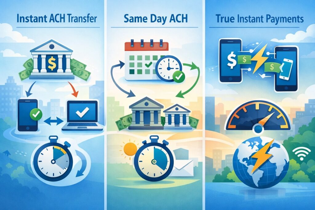 Instant ACH Transfer vs Same Day ACH vs True Instant Payments