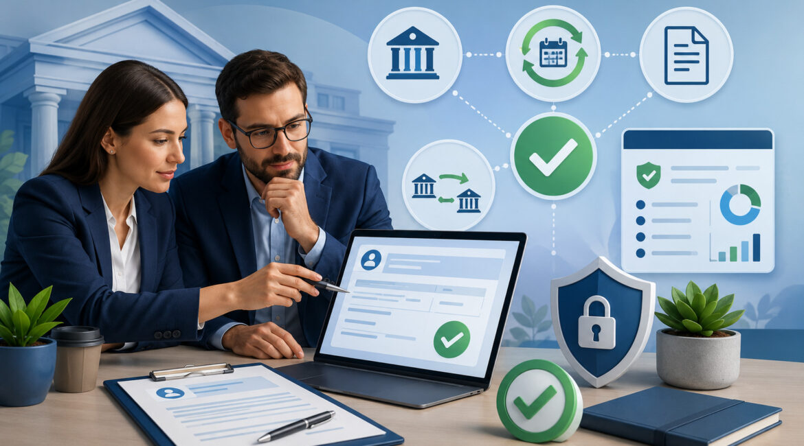 ACH payment authorization forms with secure bank transfer approval icons