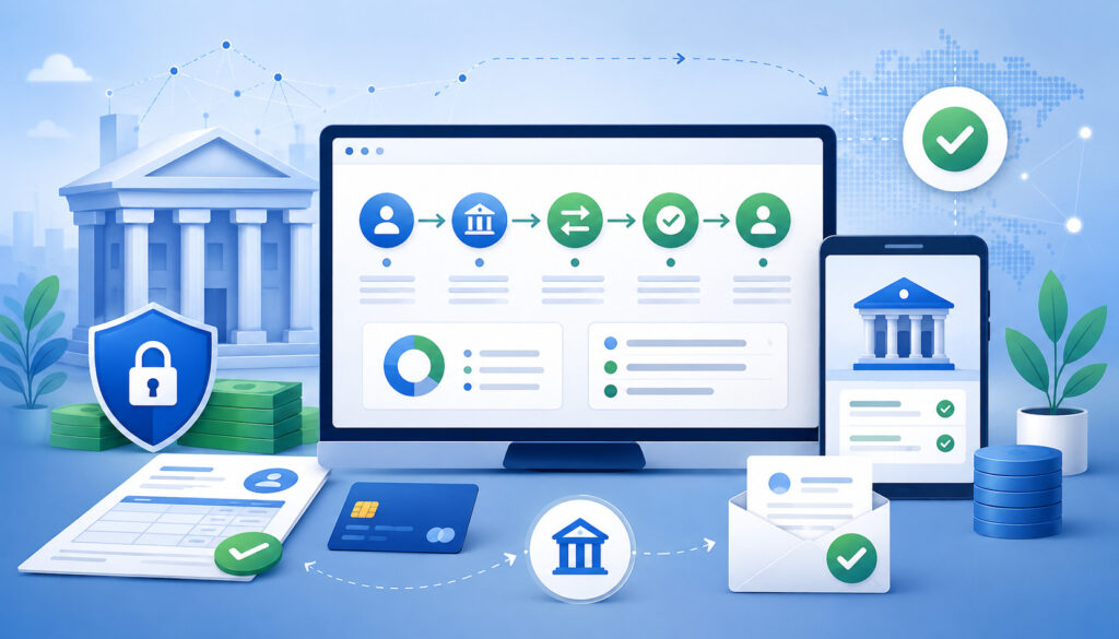 Secure ACH payment processing workflow between customers and banks