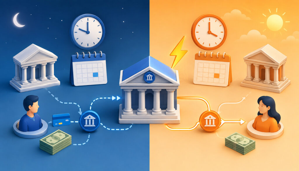 Standard and same-day ACH settlement comparison illustration
